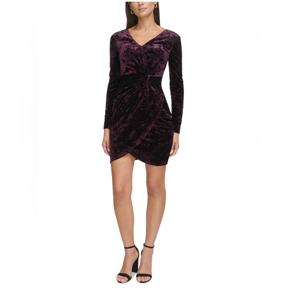 Guess Dresses & Skirts - Guess Velvet Long Sleeve Dress in Rich Purple